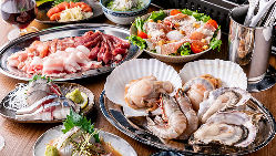 牡蠣や海老などの海鮮や肉類など多彩な食材を浜焼きで堪能