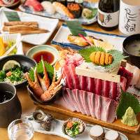【コース】 「盛り込み」や「上握り寿司」で鮮魚を味わう！