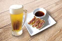 生ビールと一口餃子のセット600円
