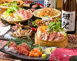 地鶏や鮮魚の創作和食が並ぶご宴会コースが3000円台～◎