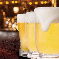 黄金のビールの上にクリーミーな泡。さぁ飲みましょう！！