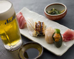 旨い寿司と旨い酒で、ゆったりとした時間をお楽しみください。