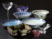 食器にこだわります。アンティークグラスと江戸時代の京焼きなど