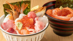 全国から直送の天然魚を、寿司、刺身、丼など多彩なメニューで