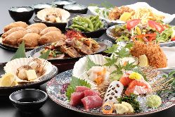 北海道の海鮮、瀬戸内の名物料理味わえるコースご用意◎